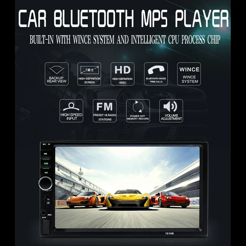 7inch MP5 Predvajalnik S HD Zaslon na Dotik LCD 7018B avtoradio USB-Izhodna Vrata, Prostoročno opremo Bluetooth Audio Video Predvajalnik