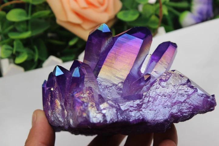603grams naravnih quartz crystal vijolično angel obroč vzorcu zdraviti C2