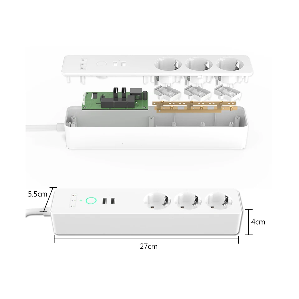 EU Wifi Smart Power Trak 3 Vtičnice Plug 2 Polnjenje prek kabla USB Port Čas Tuya Aplikacijo Glasovni Nadzor Dela z Alexa googlova Domača stran