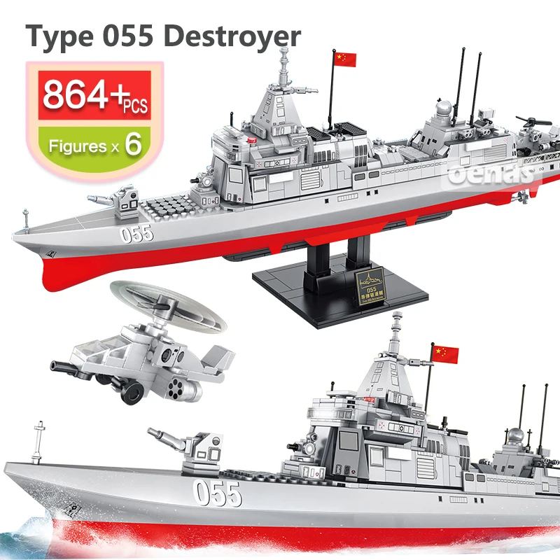 SEMBO Vojaške Kitajske Mornarice 055 052D Antiaircraft Destroyer Ladje Model Slika gradniki Izobraževalne Igrače, Otrok Darilo