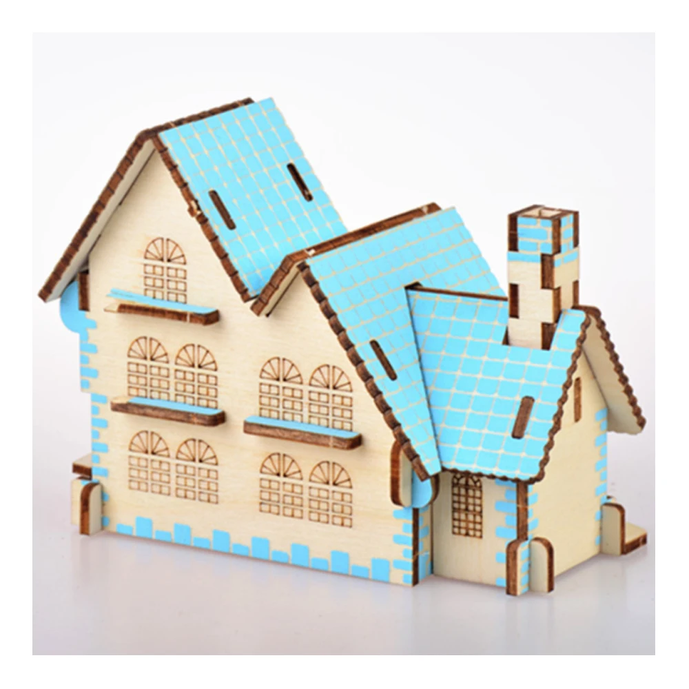 DIY Model igrače 3D Lesene Puzzle modre sanje koči Leseni Kompleti za Izobraževalne Puzzle Igra Montaža Igrače Darilo za Otroke, Odrasle P4