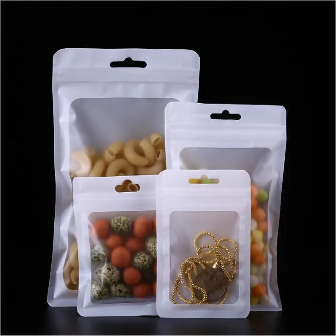 10pcs/veliko Belo mat ziplock vrečko Mala Mini Plastično Vrečko Zip Lock Z Okna Nakit Pakiranje Hrane Torbica za Shranjevanje
