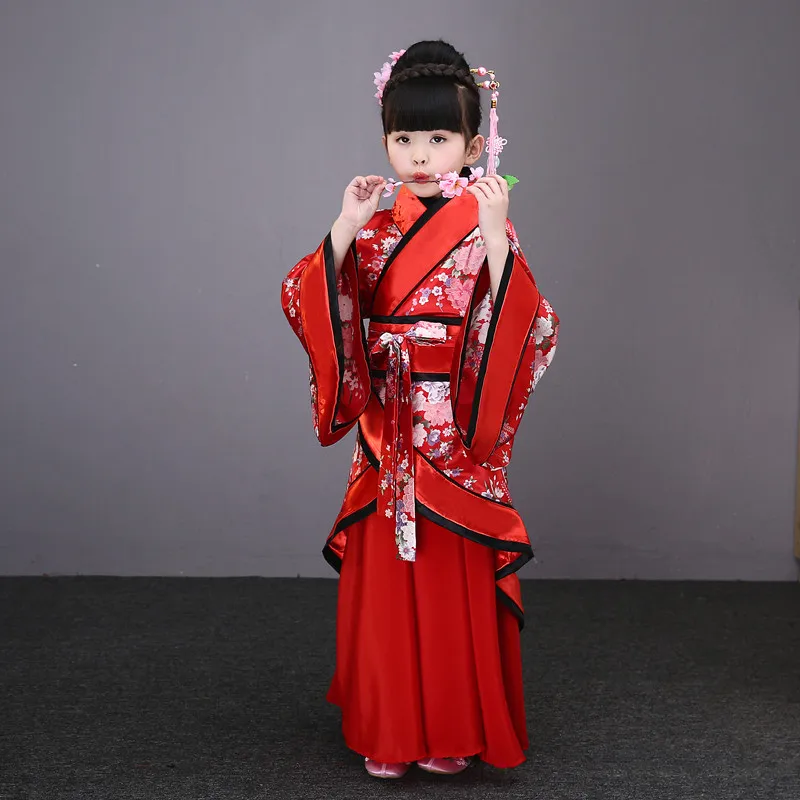 Otrok tradicionalne starodavne kitajske svile oblačila za dekleta hanfu plesne kostume narodna noša otroci tang fairy oblačenja otrok opera