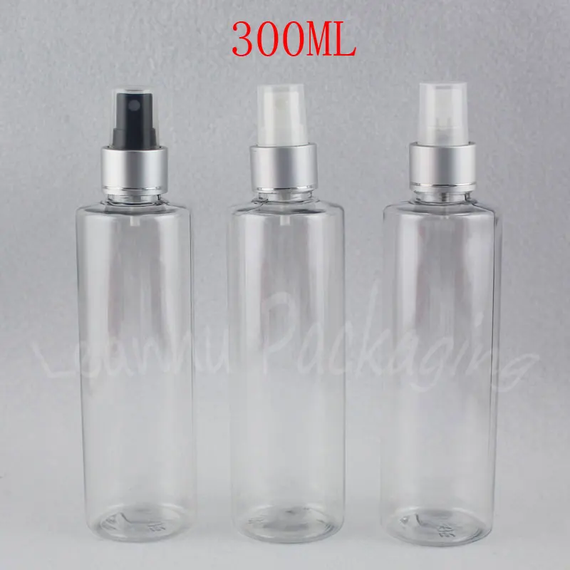 300 ML Prozorno Plastično Steklenico S Srebrno Spray Črpalka , 300CC Toner / Ličila Vode Sub-stekleničenje , Prazne Kozmetični Posodo