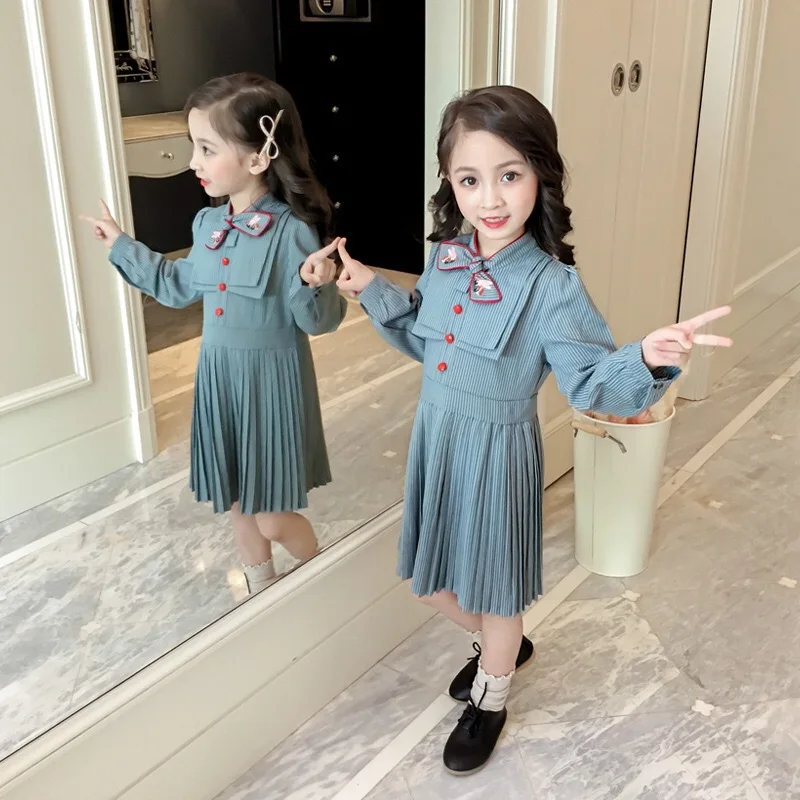 Otroci, Dekleta Jeseni Obleke Trak Dolg Rokav Nabrano Obleko Otroci Princesa Obleko Modnih Oblačil 2-6 Let