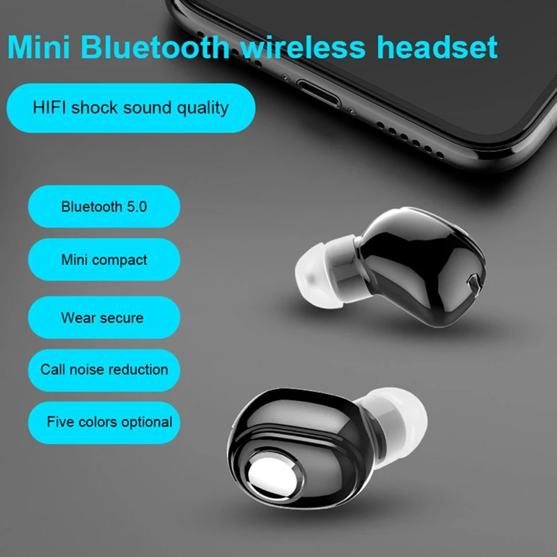 Brezžični Mini Bluetooth Slušalke za V Uho Nevidno Čepkov Prostoročne Stereo Slušalke z Mikrofonom Šport, ki Teče Za iPhone 12 Huawei