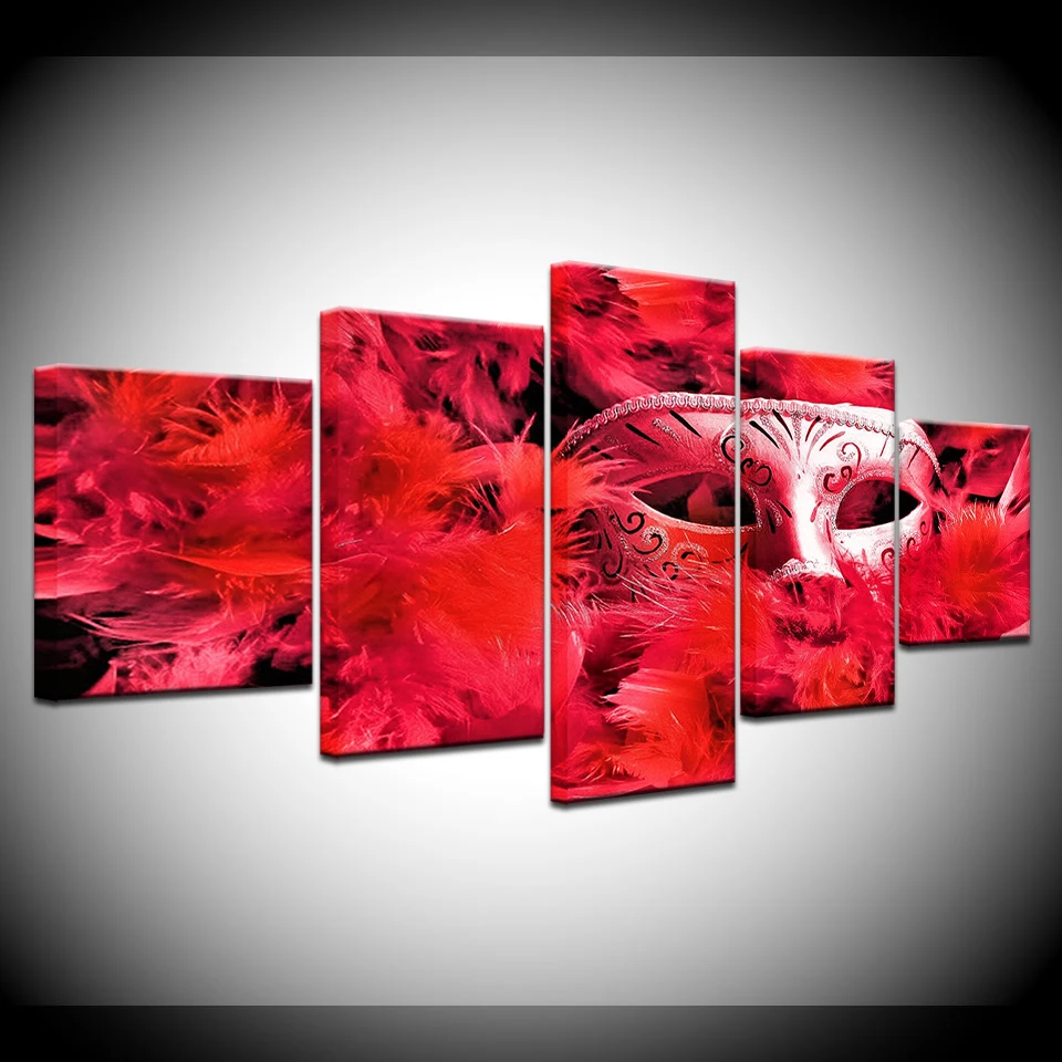 5 plošči Modularni Uokvirjena HD Natisnjeni Wall Art Pero masko Slike Za Dnevni Sobi Doma Dekor Platno, tisk Olje Slikarske Umetnine