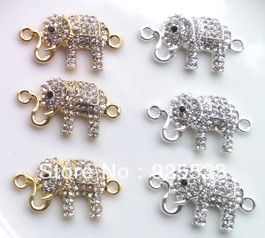 20 kosov zlata, srebrna prevleka slon obliko nakit priključek s kristalno nosorogovo za zapestnico in ogrlico brezplačna dostava