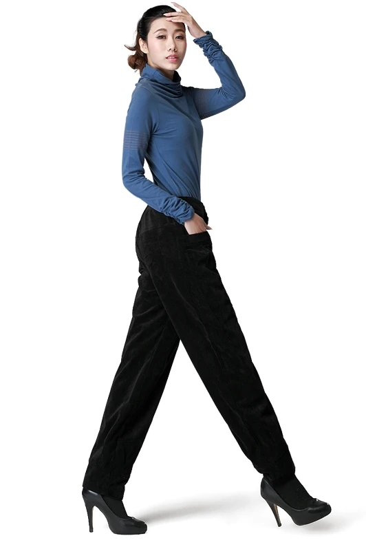 Nova visoko pasu bloomers ženske Velvet priložnostne hlače Gleženj-Dolžina Hlače mati plus velikost svoboden priložnostne Širok noge harem hlače