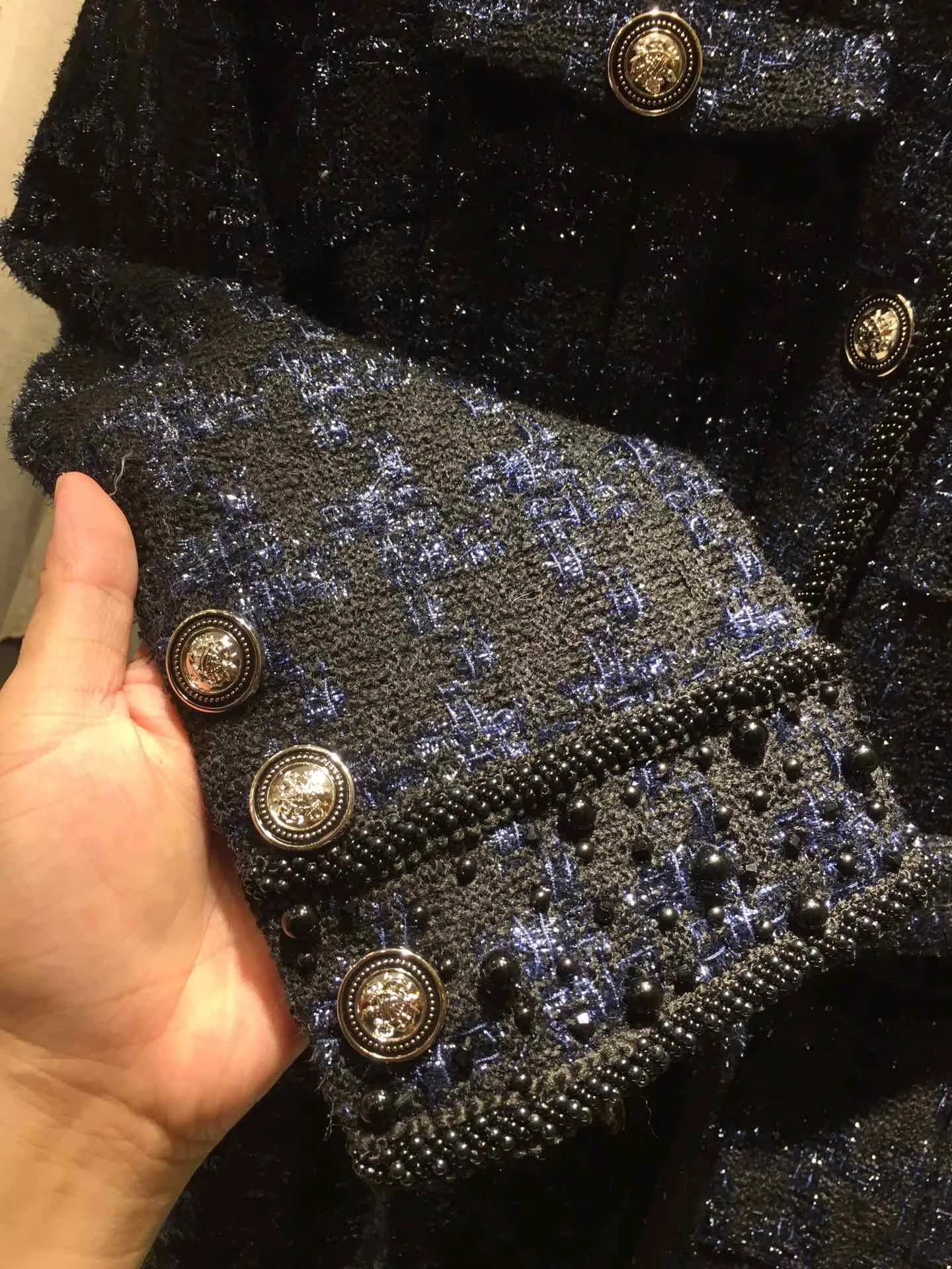 2019 Moda Elegantno Klasično Tweed Enotni-zapenjanje Dolgimi rokavi Ženske Plašč Brezplačnimi Dostava po celem Svetu Velikosti S, M, L