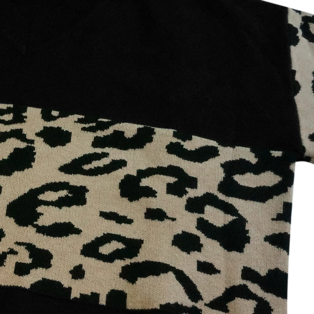 2021 Pomladni Vintage Leopard Tiskanja Pulover Ženske Off Ramenski Priložnostne Mozaik Oversize Svoboden Moda Korejski Harajuku Puloverju