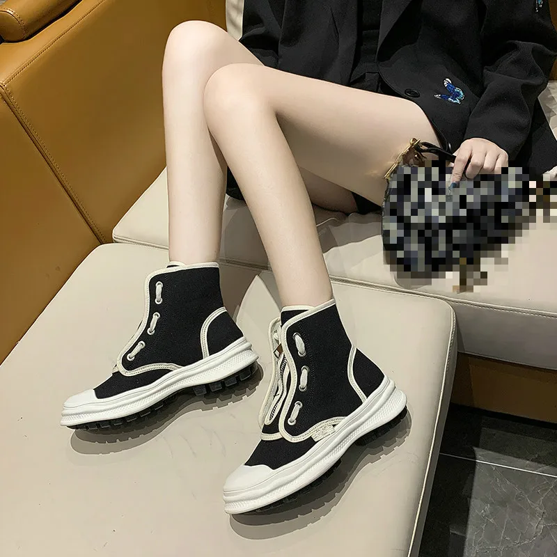 Ženski čevlji z visoko top copati ženske 2020 novi beli čevlji priložnostne barvno ujemanje visoko top platno čevlji ženske platforma čevlji