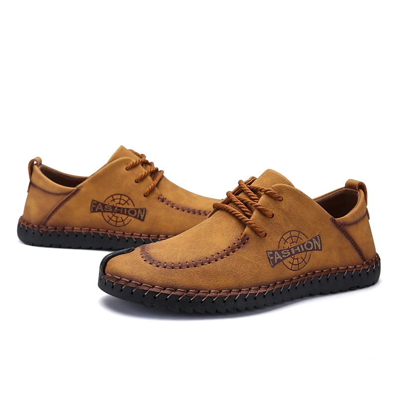 ALCUBIEREE Men Casual Shoes Leather Breather Comfortable Men Shoes Wear-resistant Summer Zapatos Hombre