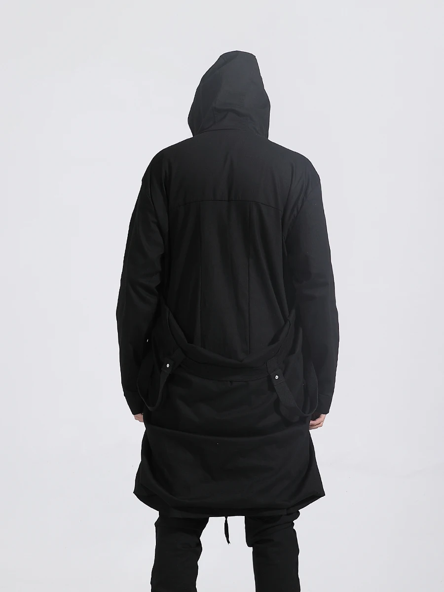 2019 Original moške pomlad priljubljena logotip black zadrgo hooded priložnostne jarek plašč za moške srednje dolžine za moške.