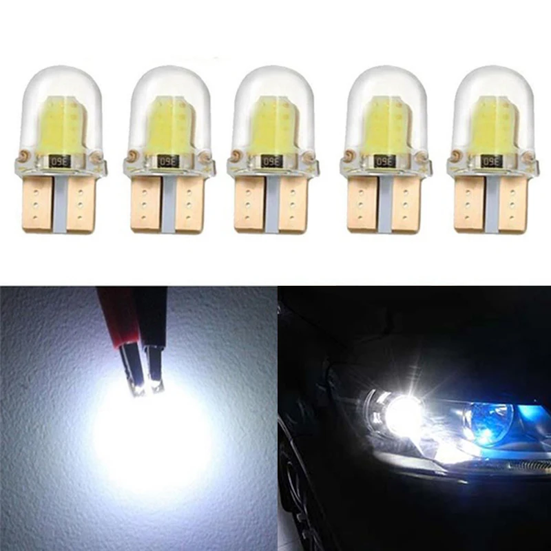 10pc LED T10 W5W COB SMD CANBUS Kremena Svetlo Bele Licenco Žarnice