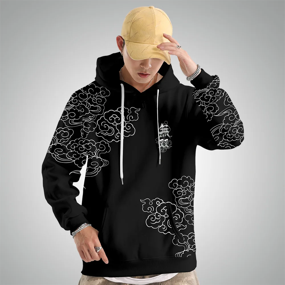 Zimo/Jesen Harajuku Hip Hop Majica s Kapuco Moških Black Print Puloverji Hoodie Plus Velikost XXS-6XL