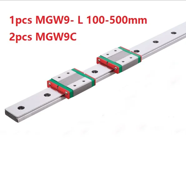 1pcs Original HIWIN linearni vodnik/železnici MGW9 -L 100mm/200mm/300mm/400mm/500mm + 2pcs MGW9C Mini bloki za 9 mm Mini CNC deli