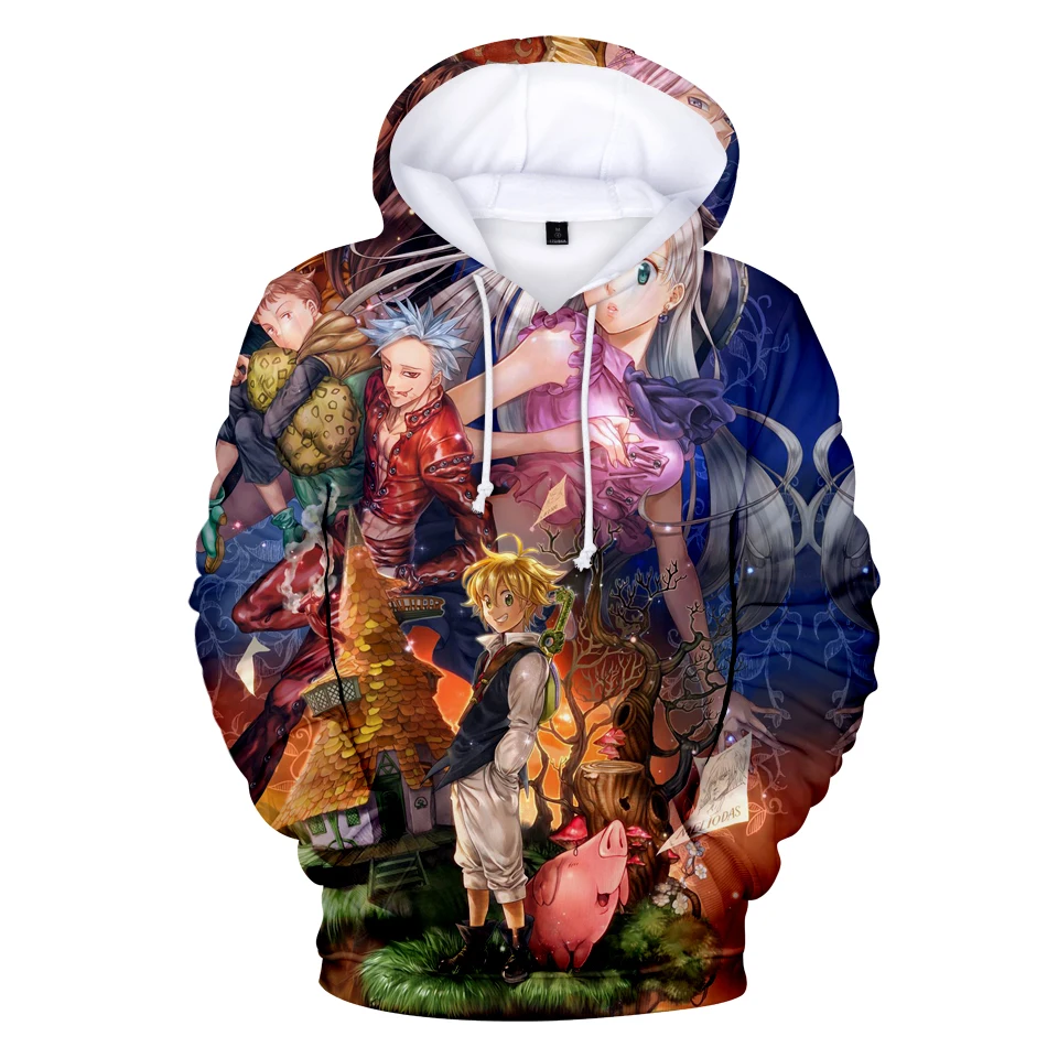 Sedem smrtnih grehov 3D hoodies moški/ženske klasičnih anime tiskanja oblačila nanatsu ne taizai študent 3D hoodies moda puloverji