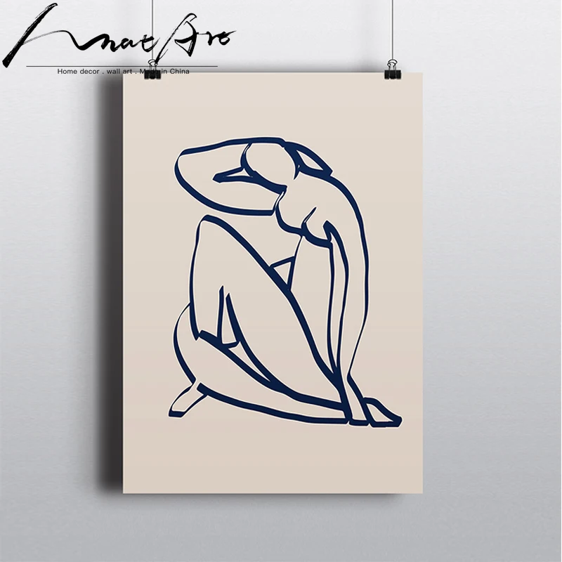 Matisse slikarstvo abstraktno umetnost, Body art, minimalistične linije, Platno umetnosti nag 3 kos set stenske slike za dnevno sobo