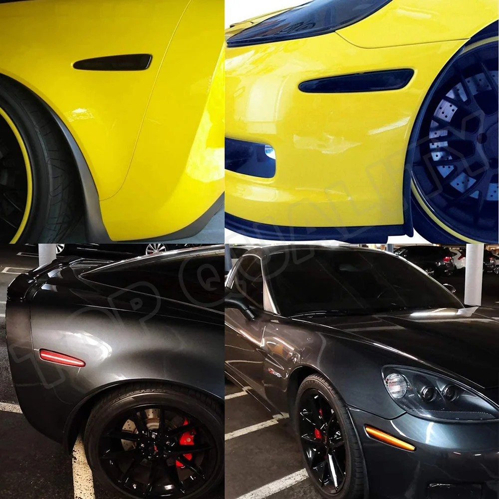 Ustreza Za Chevy Chevrolet Corvette C6 2005-2013 Dim Objektiv Spredaj+Zadaj LED Strani Oznako Vključite Opozorilne Luči Rumena/Rdeča Lučka Kompleti