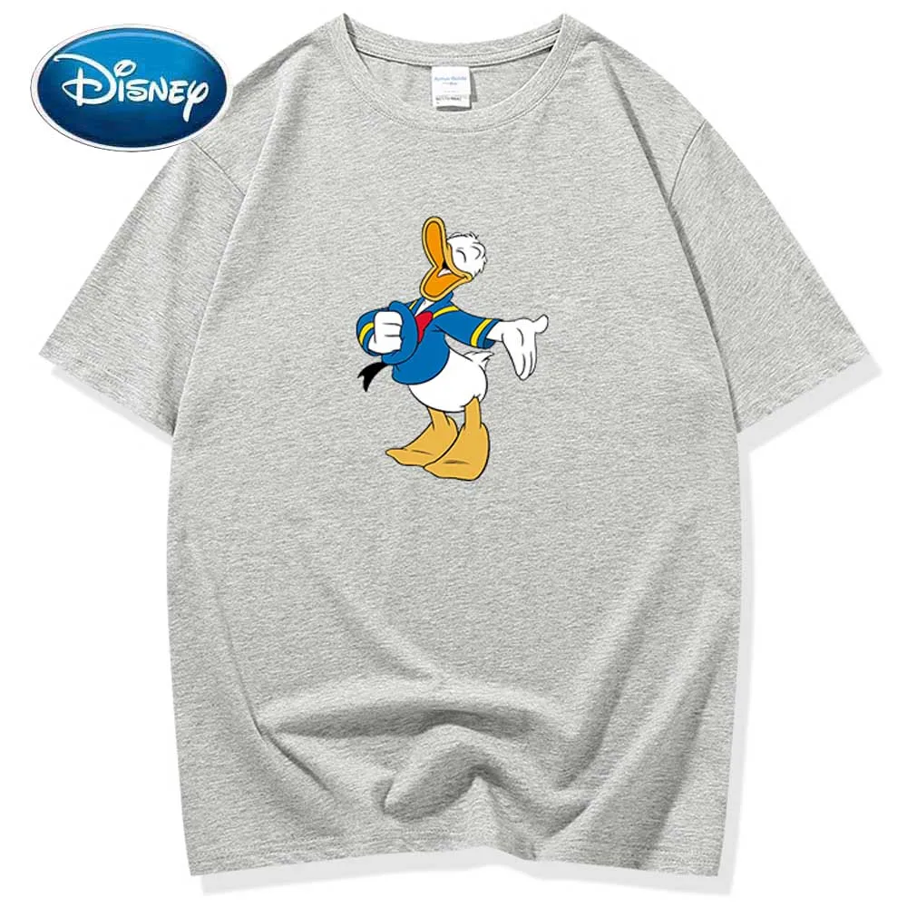 Disney Moda, Donald Duck Risanka Tiskanja O-Vratu Puloverju Elegantna Pari Unisex Ženske Bombaža T-Shirt Kratek Rokav Tee Vrh 11 Barvno