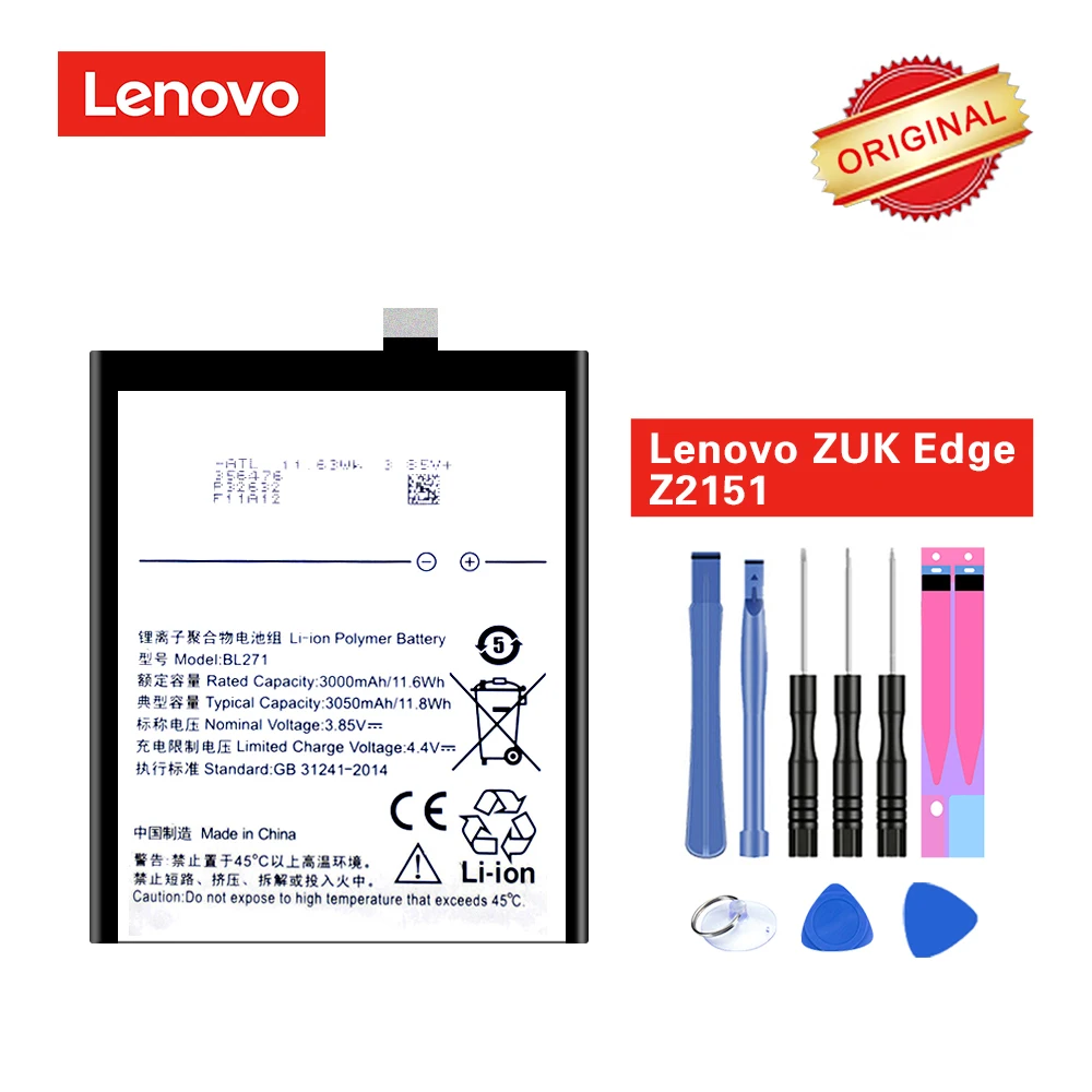 Original Baterija BL271 za Lenovo Z2 X/ ZUK Rob Z2151 akku Li-ion 3000/3050mAh+Orodja za Popravilo