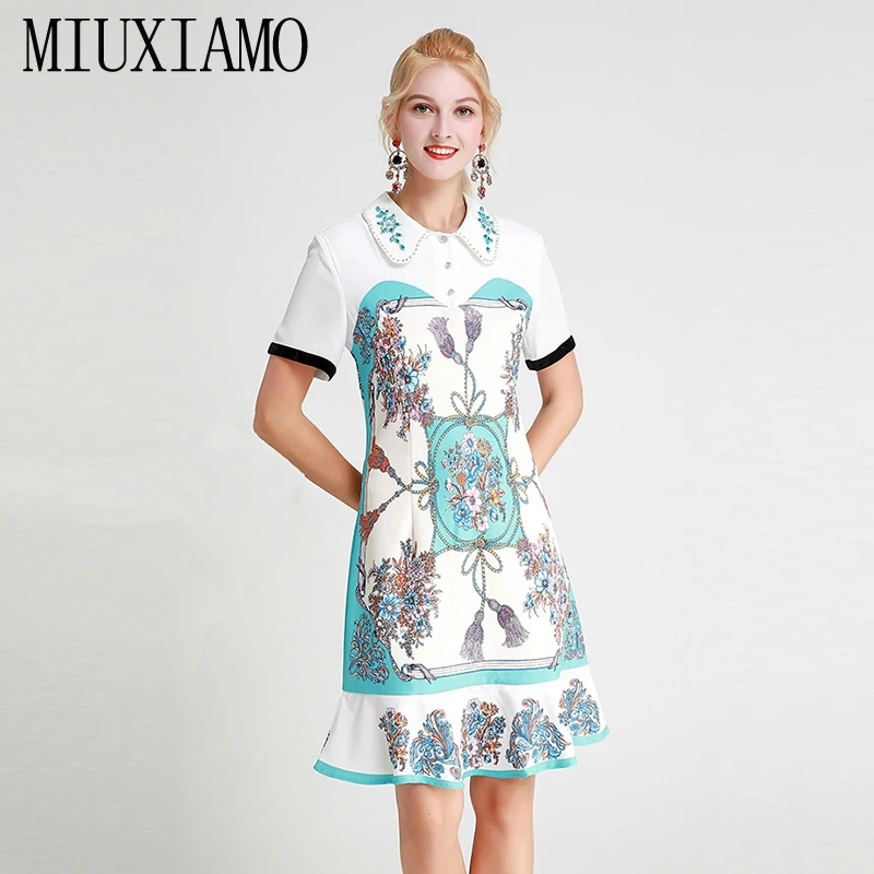 MIUXIMAO 2019 Modni Stezi Design Padec Priložnostne Obleko za Ženske Kratke Tank Luksuzni Diamanti Cvet Vintage Obleko Ženske vestidos