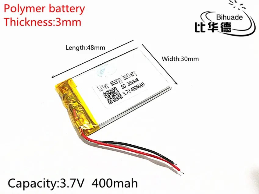 3,7 V 400mAh 303048 Litij-Polymer Li-Po baterija li ionska Baterija za Polnjenje celic Za Mp3, MP4 MP5 GPS, PSP, mobilni bluetooth