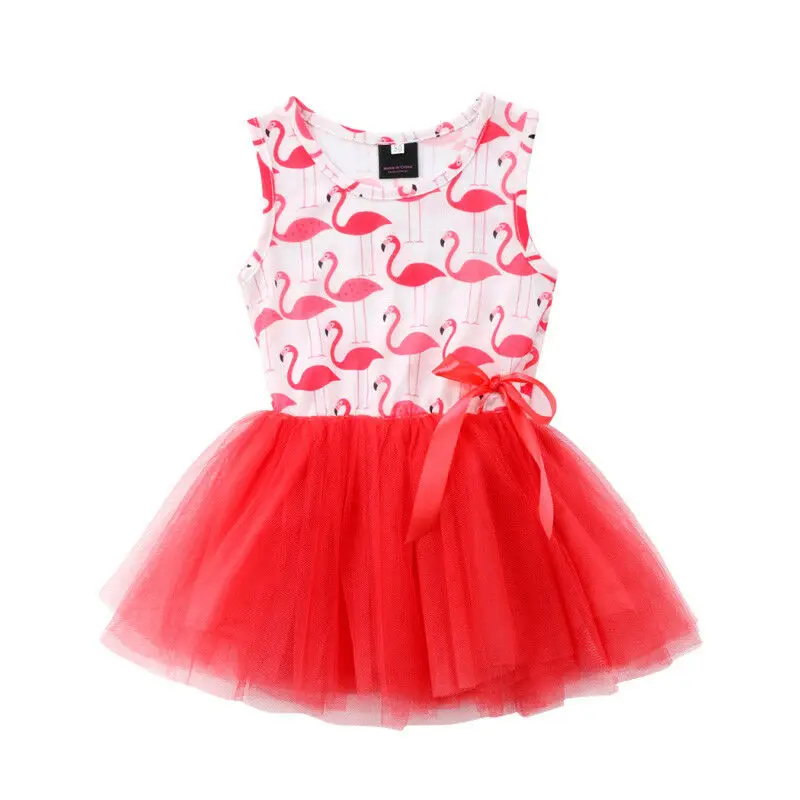 Novorojenček Otroci Baby Dekle Flamingo Princesa Obleko Tutu Til Oblačila Sundress
