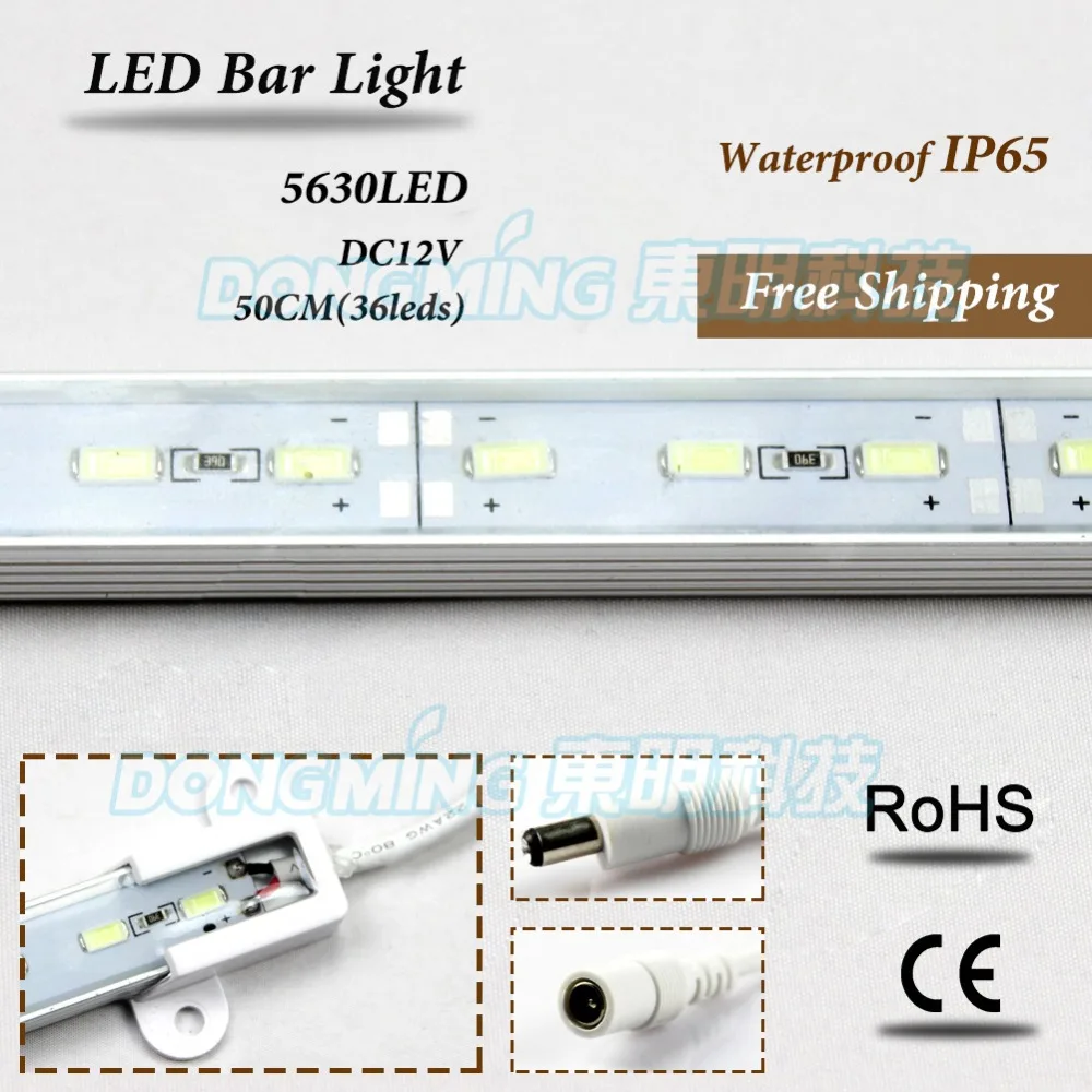 U Aluminijast Profil 0,5 m LED luces Trakovi 5630 smd 36leds 12V ip65 vodotesen led trakovi, trdi, pod kabinet, razsvetljava omare