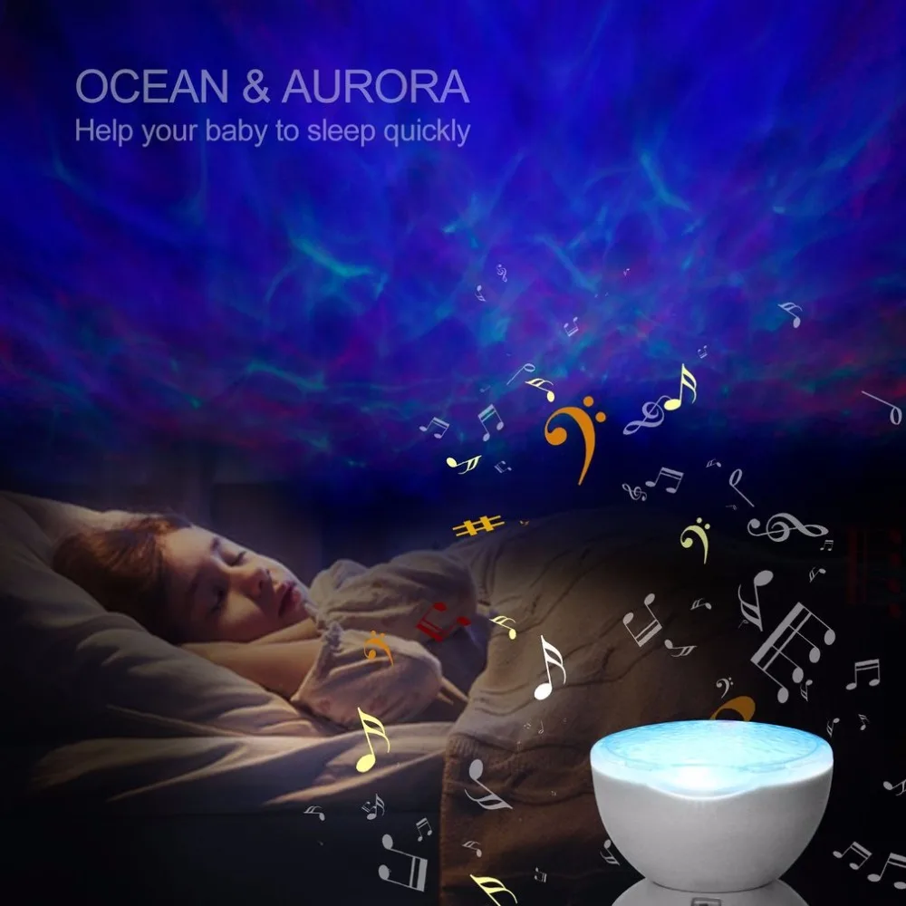 Ocean Val Zvezdnato Nebo Aurora LED Nočna Lučka Projektor Luminaria Novost Lučka USB Nočna Lučka za Iluzijo, Za Otroka, Otrok