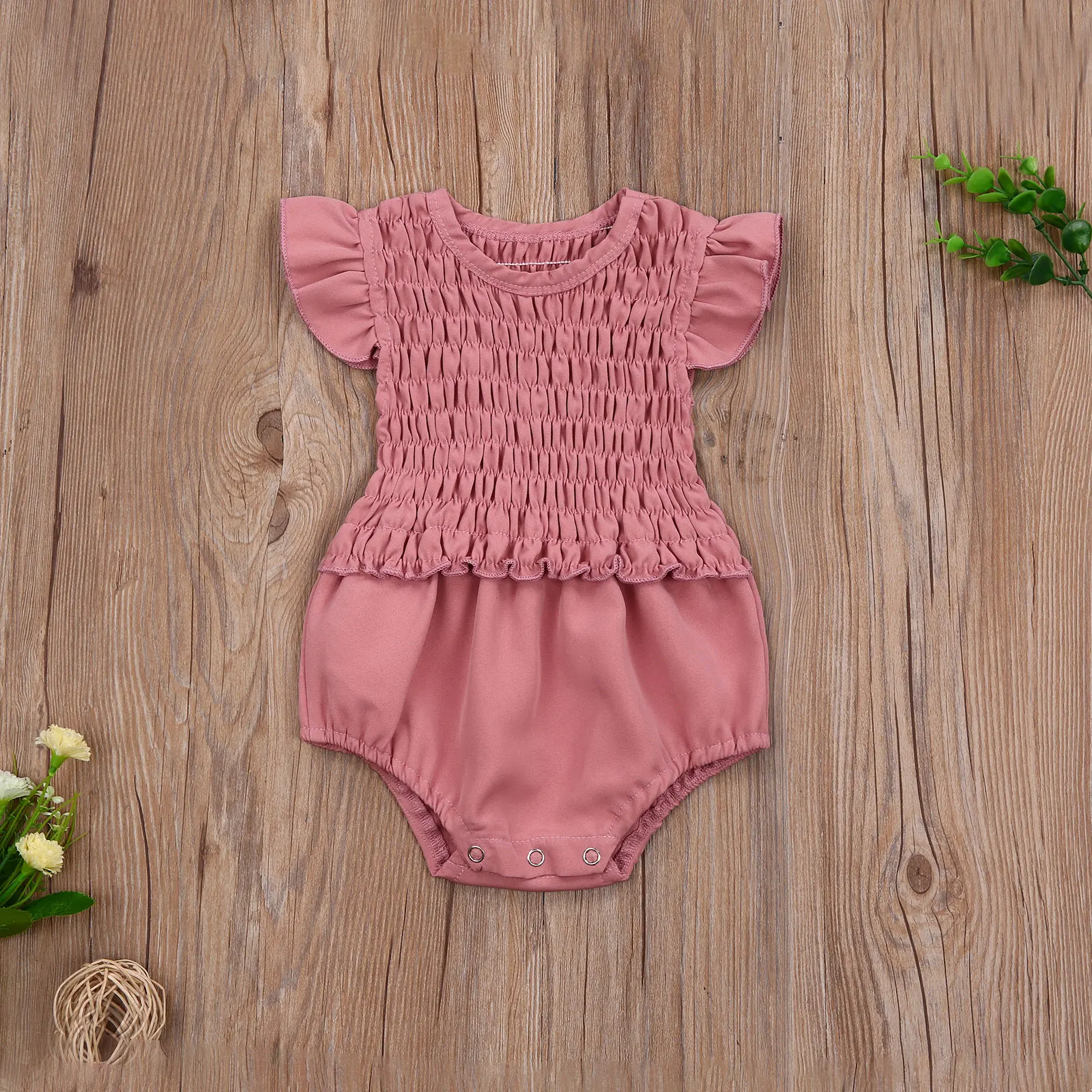 Poletje Baby Dekleta Romper Barva Letenje Rokav Playsuit Jumpsuit Sunsuit Obleke, Obleke za 0-18 M Novorojenega Dojenčka Otroci
