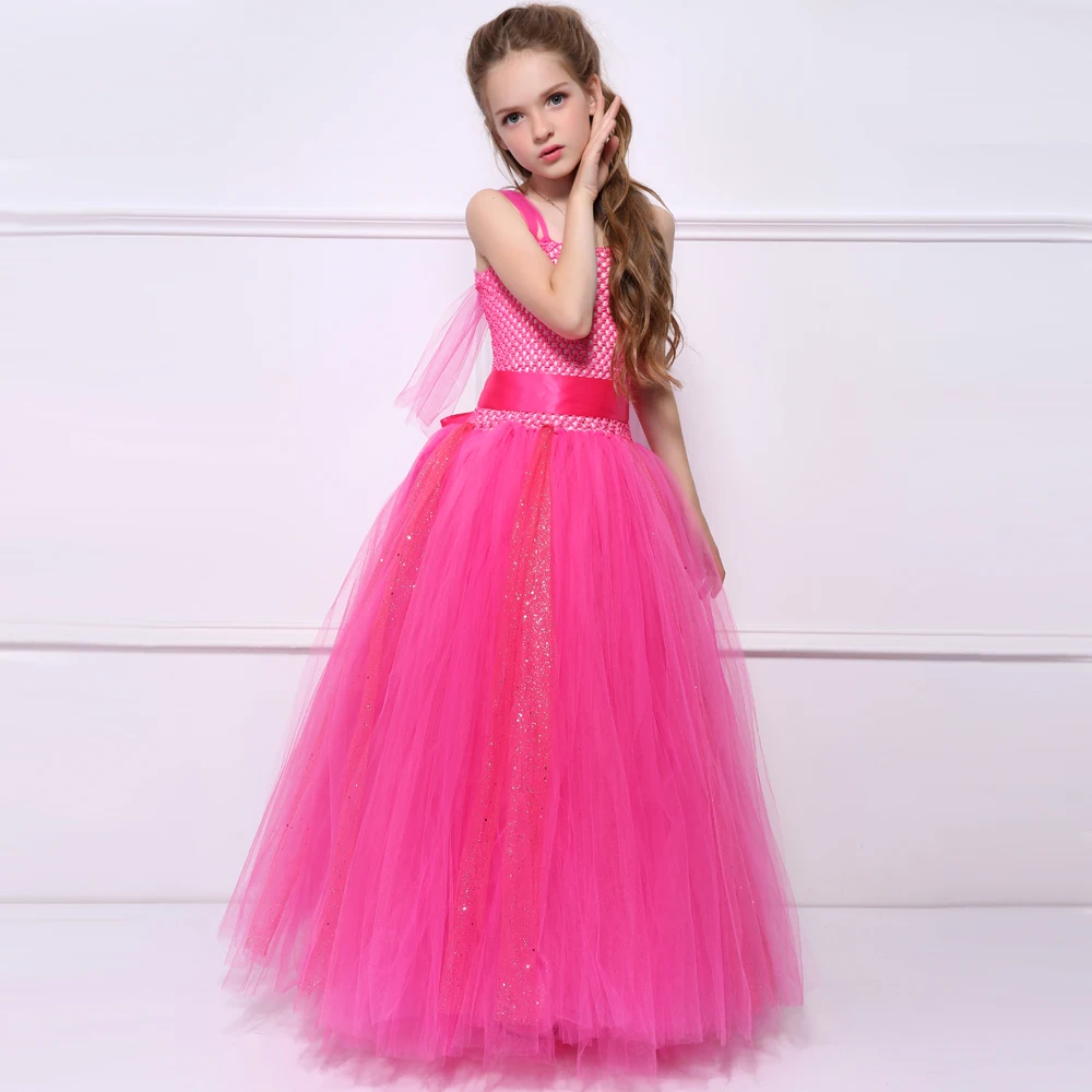 Hot Pink Dekleta Tutu Obleko Til Otroci Dekle Pageant svate Obleka Princess Tutu Obleke Za Dekleta, Obleko Žogo Halje 1-14Y