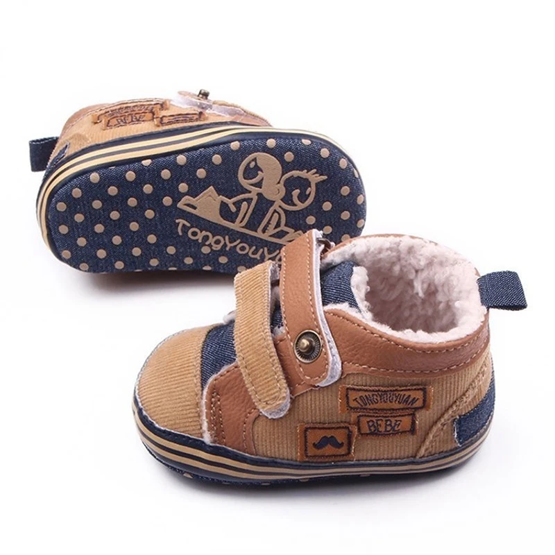 Moda za Malčke Anti-slip Bebe Škornji Zimski Newborn Baby Fantje Čevlji Toplo Prvi Walker Dekle Baby Čevlji Platno