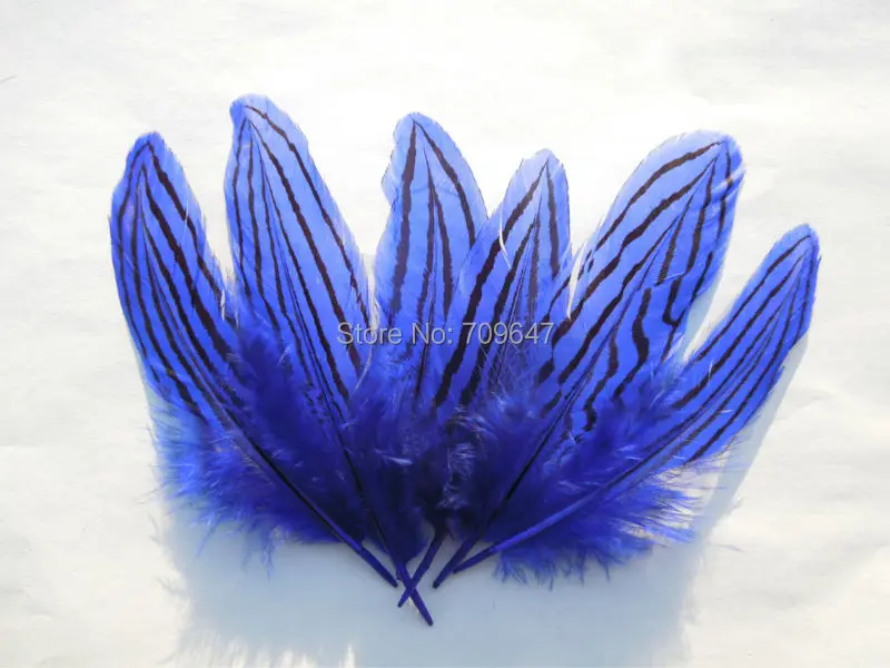 100 kozarcev/veliko!7-10 cm dolgo, Royal modra/mornarsko modra Srebrna fazan perje za plovila/millinery/nakit/fascinators