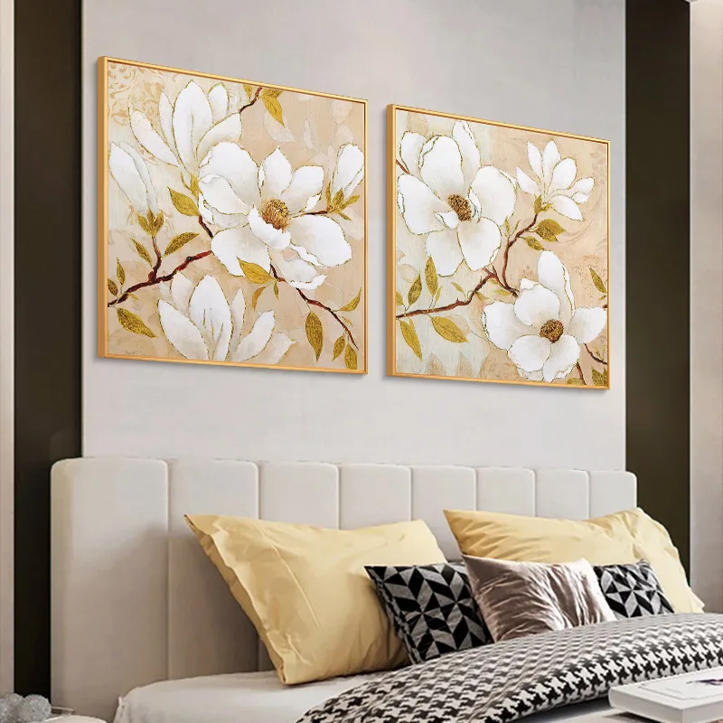 Ročno Poslikane Oljna Slika Na Platno, Zlata Roža Slikarstvo Sodobne Umetnosti Cvetlični Slike Velike Stenske Umetnosti Doma Dekor Bela Magnolija