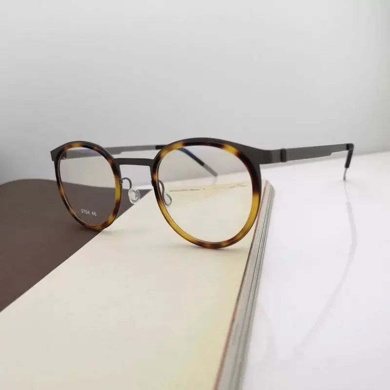 2020 Danske Blagovne Znamke Retro Krog Titana Očal Okvir Moških Korejski Ročno Recept Za Očala Super Lahka Očala Ženske 9704