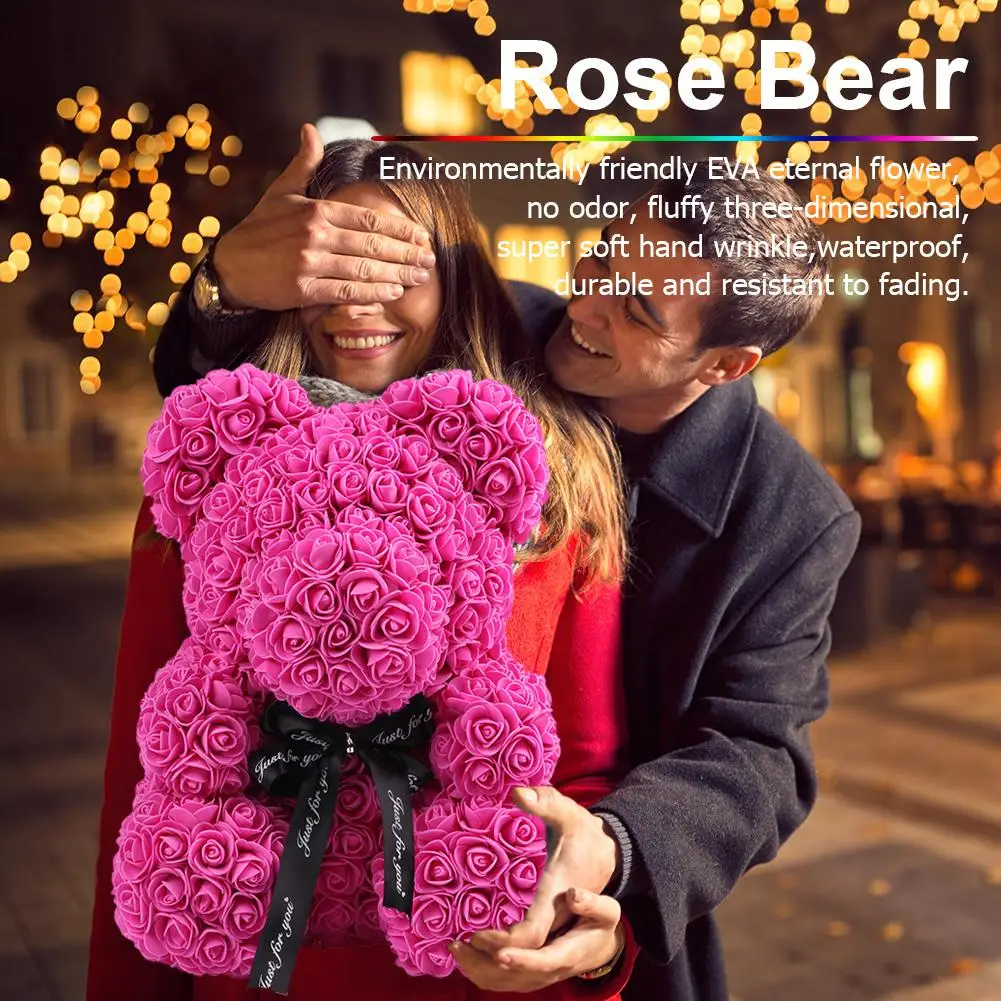 VROČE valentinovo Darilo 25 cm Rdeče Rose medvedek Rose Cvet Umetno Okraski za Božična Darila Ženske Valentines Darilo