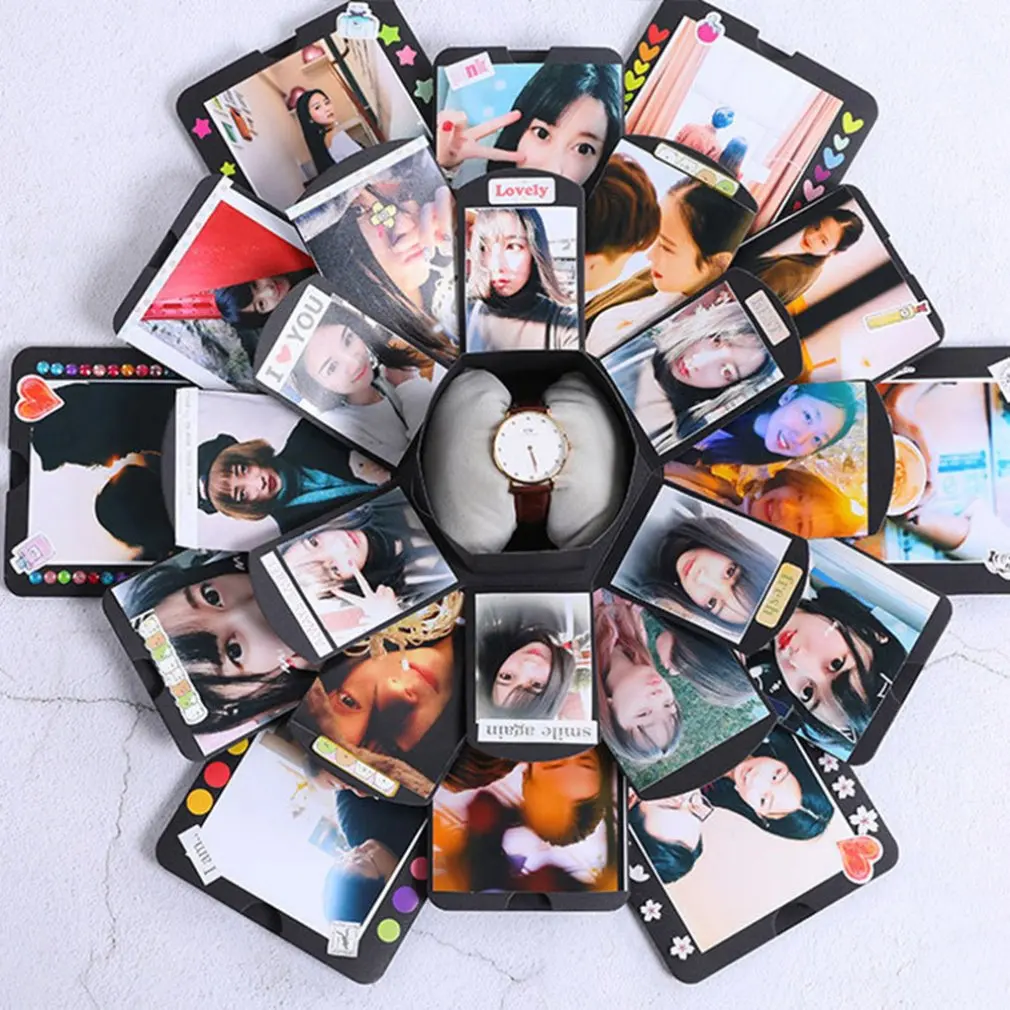 Heksagonalna Eksplozije Darilo Polje, Foto Album Ljubezen Memory Multi-Layer Presenečenje Diy Foto Album, Kot So Rojstni Dan, Obletnica Darila