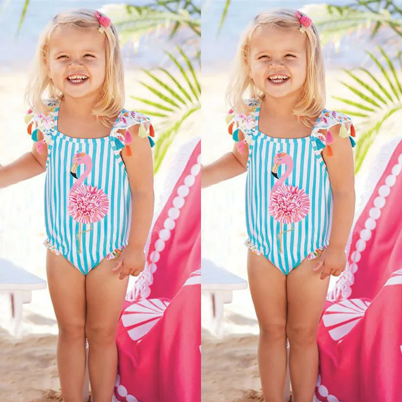 PUDCOCO Moda Malčka Otroci Baby Dekleta Flamingo Bikini Kopalke, Kopalke, Kopalne Plažo 0-5T