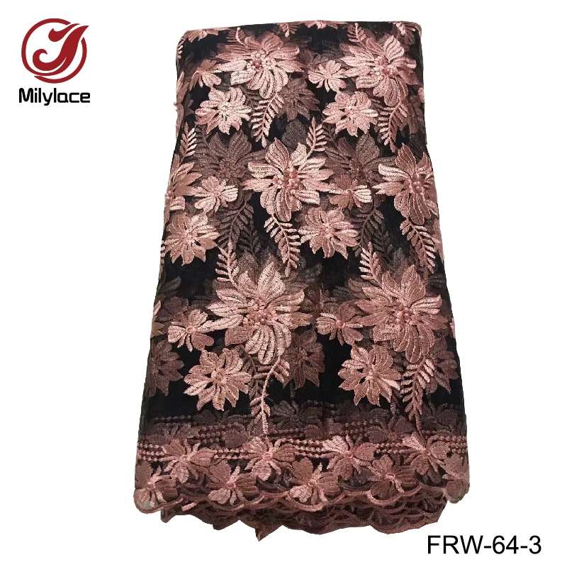 Dobro videti Afriške čipke tkanine z nosorogovo luksuzni design francoski beaded til neto čipke tkanine za pravljice obleko lady FRW-64