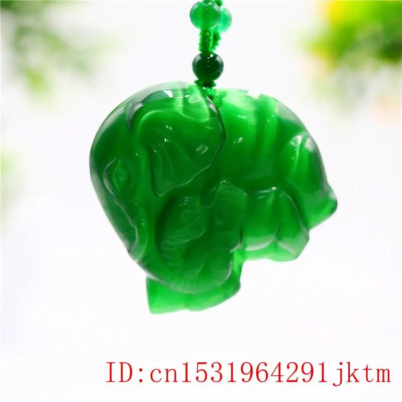 Green Jade Slon, Ogrlico, Obesek, Darila, Modni Vklesan Kitajski Nakit Amulet Naravnih Čar