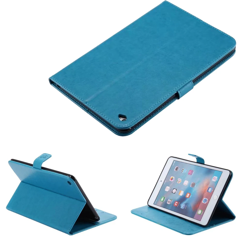Ohišje za iPad Mini 4 Tlaka Tiskanje Srečen Drevo PU Usnje + Mehko Zadnji Pokrov Stojala Flip Primeru Cover za Apple iPad Mini 1/2/3