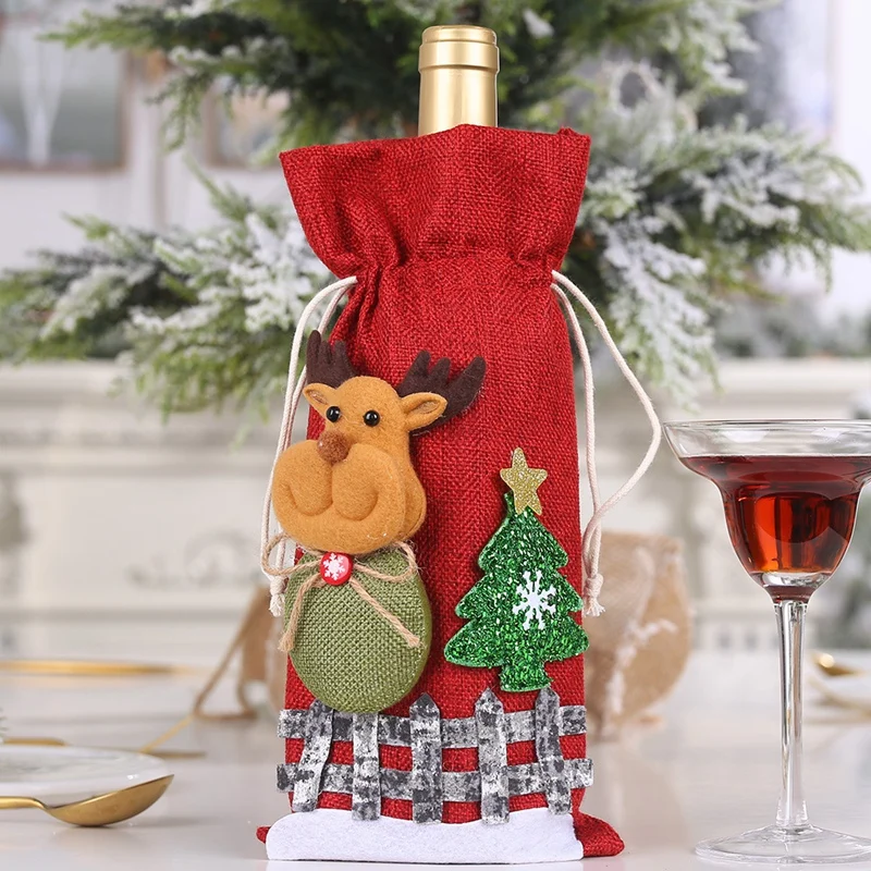 3Pc Božič, Rdeče Vino, Steklenica Zajema Vrečko Perilo Počitnice Šampanjec Steklenico Kritje Božični Okraski za Dom