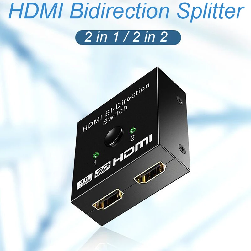 Oppselve HDMI Switch Dvosmerna HDMI Splitter 1 V 2 od 2 Vhod 1 Izhod Podpira 3D, 4K ločljivosti 1080P Za Xbox PS4 DVD HDTV digitalni Fotoaparat