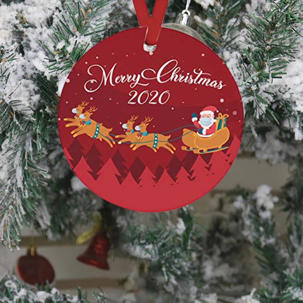 Vesel Božič Okras Božiček Nosi Masko Xmas Tree Viseči Okras Krog Ustvarjalnih Obesek