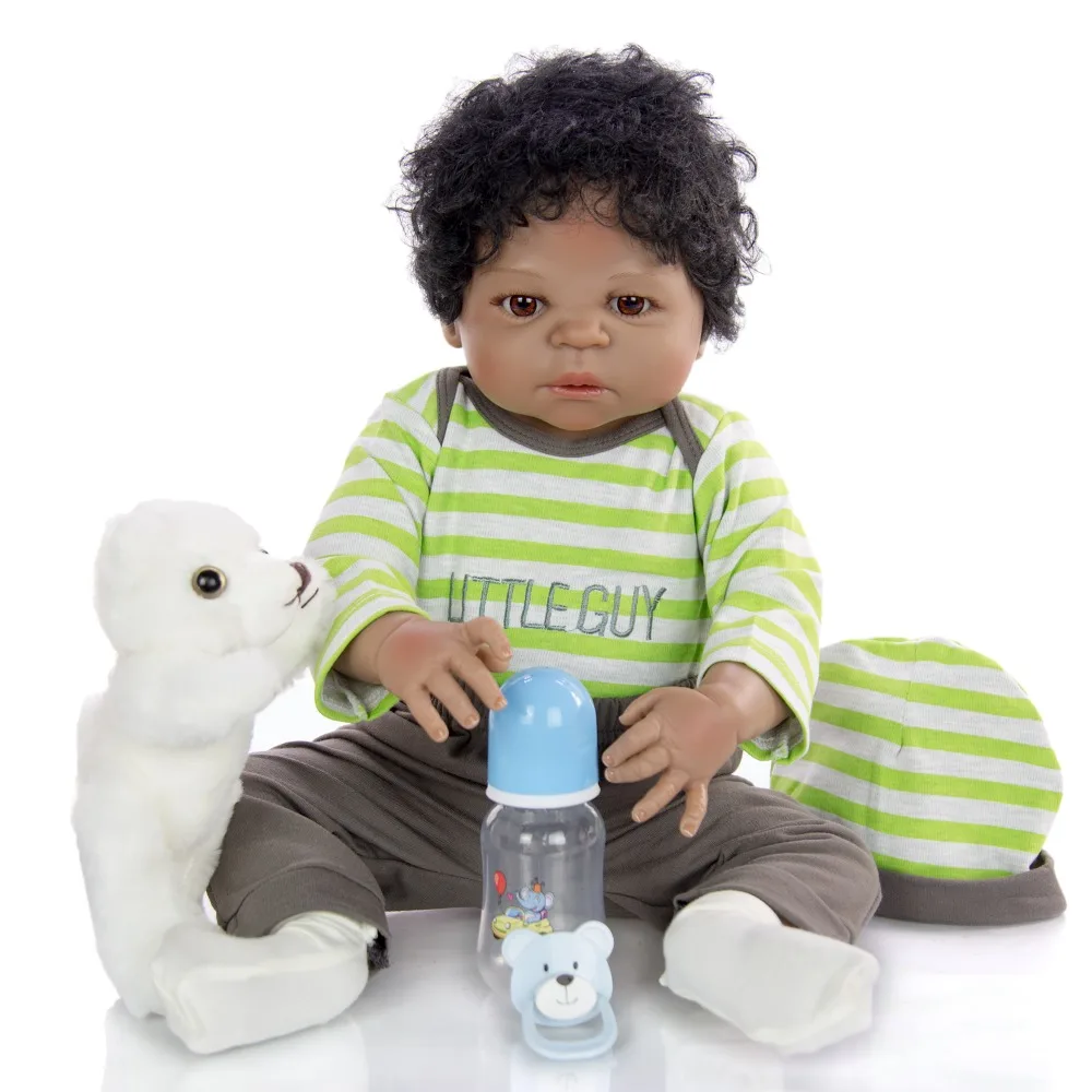 Črne lutke otroka polni silikona vinil telo veren African American boy novorojenčka lutke za otroke darilo 23