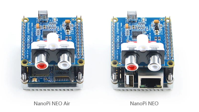 NanoHat PCM5102A digitalni audio dekodiranje modul podpira NanoPi NEO/Zrak NEO2 s frekvenco vzorčenja 384kHz in reševanje 32-Bit