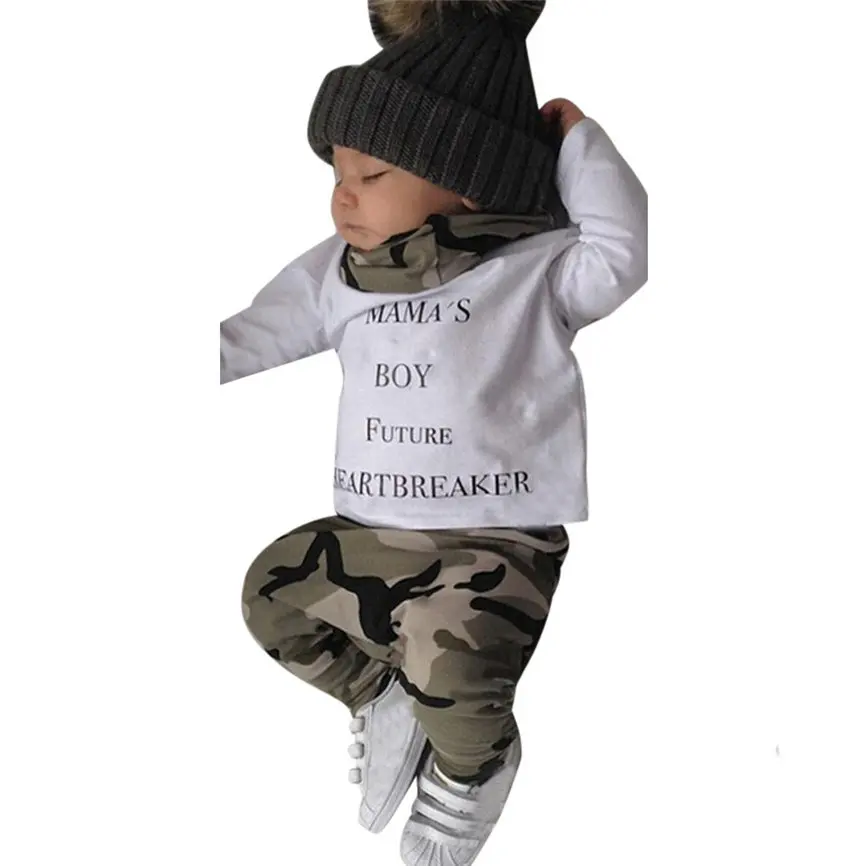 Kompleti oblačil 2018 Trenirko Novorojenčka Otroci Baby Fantje Obleke Obleke Črko T-shirt Vrhovi+Prikrivanje Hlače Nastavite Dropshipping 823