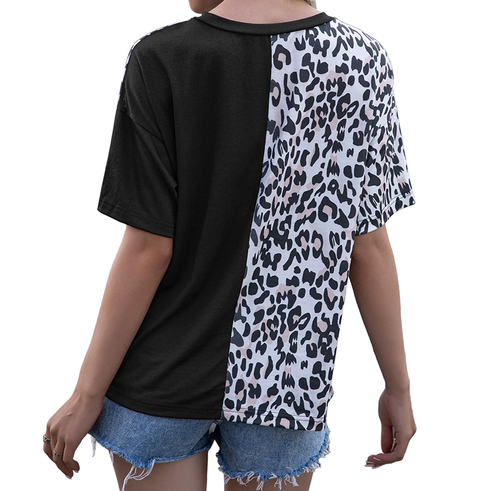Leopard Mozaik majica s kratkimi rokavi Ženske Poletje Stilsko Kratek Rokav O Vratu Leopard Mozaik Svoboden T-shirt Bluzo 2020 Novo Tee Majice